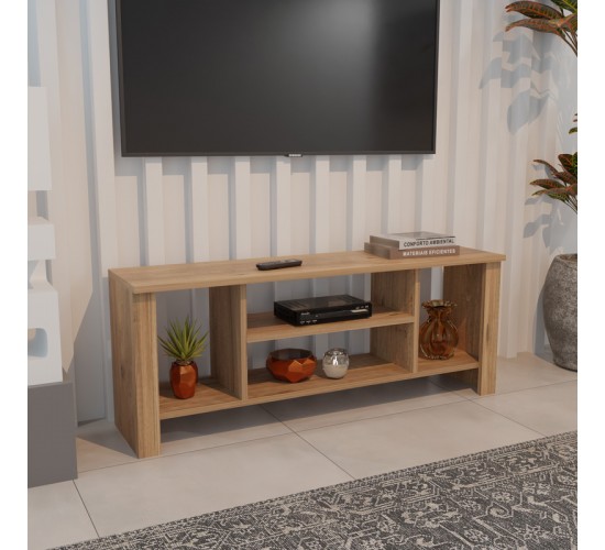 Έπιπλο τηλεόρασης Seref σε oak απόχρωση 120x30x47εκ Υλικό: MELAMINE 321-000123
