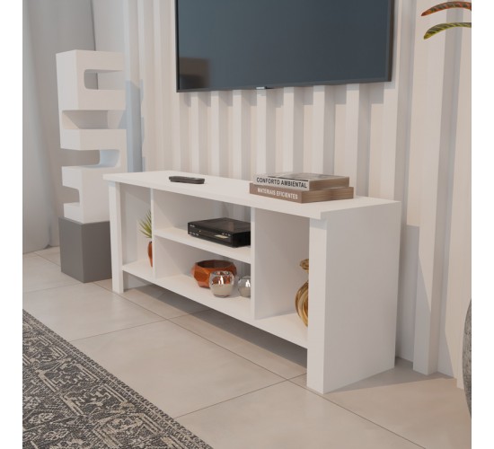 Έπιπλο τηλεόρασης Seref σε λευκή απόχρωση 120x30x47εκ Υλικό: MELAMINE 321-000124