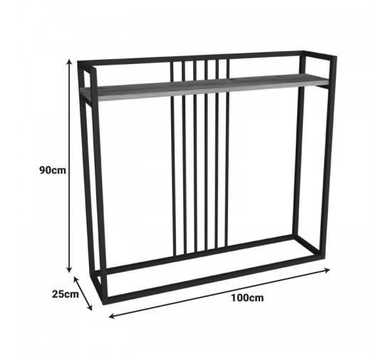 Κονσόλα Convida oak με μαύρο μεταλλικό σκελετό 100x25x90εκ Υλικό: MELAMINE - METAL 321-000126