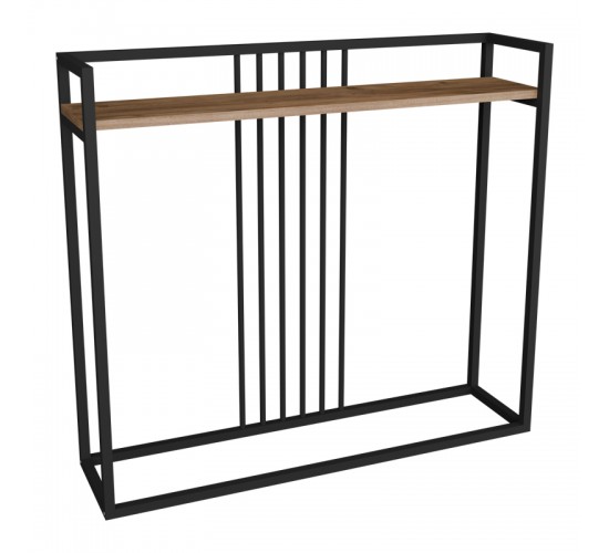 Κονσόλα Convida oak με μαύρο μεταλλικό σκελετό 100x25x90εκ Υλικό: MELAMINE - METAL 321-000126