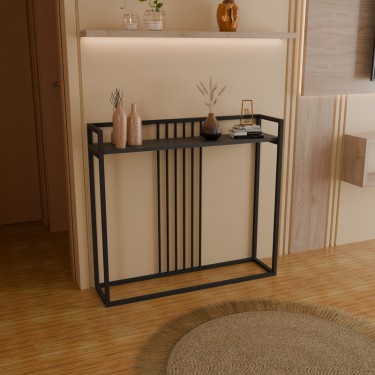 Κονσόλα Convida ανθρακί με μαύρο μεταλλικό σκελετό 100x25x90εκ Υλικό: MELAMINE - METAL 321-000127