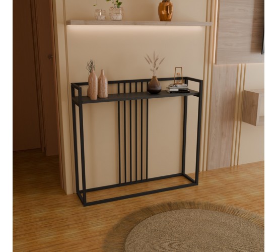 Κονσόλα Convida ανθρακί με μαύρο μεταλλικό σκελετό 100x25x90εκ Υλικό: MELAMINE - METAL 321-000127