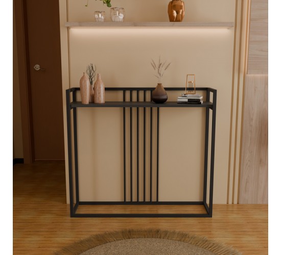 Κονσόλα Convida ανθρακί με μαύρο μεταλλικό σκελετό 100x25x90εκ Υλικό: MELAMINE - METAL 321-000127