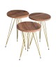 Βοηθητικά τραπέζια Wakmi σετ 3τεμ φυσικό-πόδι χρυσό μέταλλο Υλικό: MELAMINE -  METAL 321-000129