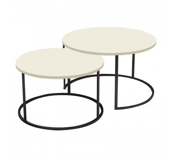 Τραπέζι σαλονιού Solme σετ 2τεμ κρεμ-πόδι μαύρο μέταλλο Υλικό: MELAMINE -  METAL 321-000130