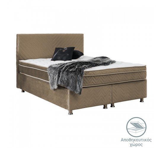Κρεβάτι Rizko διπλό με αποθηκευτικό χώρο καφέ 160x200εκ Υλικό: MELAMINE - FABRIC - FOAM 322-000010