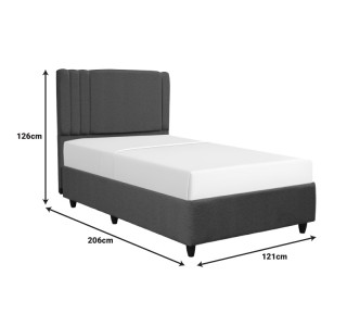 Κρεβάτι με αποθηκευτικό χώρο Lineo μπουκλέ σε ανθρακί απόχρωση 120x200εκ Υλικό: MELAMINE - TEDDY FABRIC - FOAM 322-000030