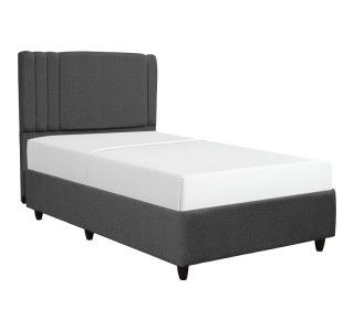 Κρεβάτι με αποθηκευτικό χώρο Lineo μπουκλέ σε ανθρακί απόχρωση 120x200εκ Υλικό: MELAMINE - TEDDY FABRIC - FOAM 322-000030
