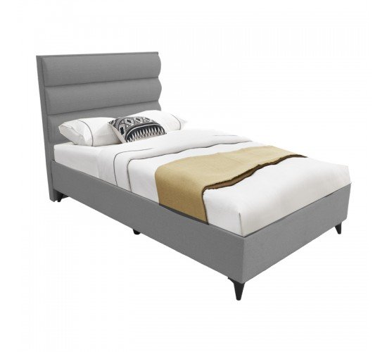 Κρεβάτι μονό Luxe με αποθηκευτικό χώρο γκρι ύφασμα 120x200εκ Υλικό: FABRIC - MDF - PLASTIC LEGS(12CM) - METAL 323-000006