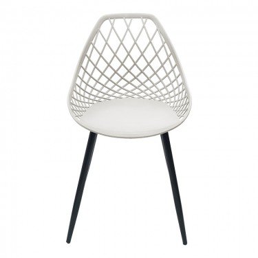 Καρέκλα Suan pp σε λευκή απόχρωση και μαύρο μεταλλικό πόδι 56x49x82εκ Υλικό: PP - METAL 326-000018
