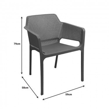 Πολυθρόνα Oviez pp σε ανθρακί απόχρωση 59x58x79εκ Υλικό: PP 326-000027