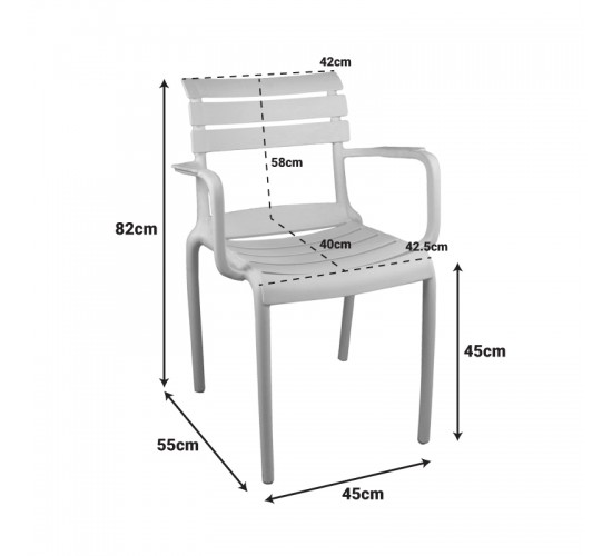 Πολυθρόνα Almea στοιβαζόμενη pp ανθρακί 58x56x82εκ Υλικό: PP 326-000065