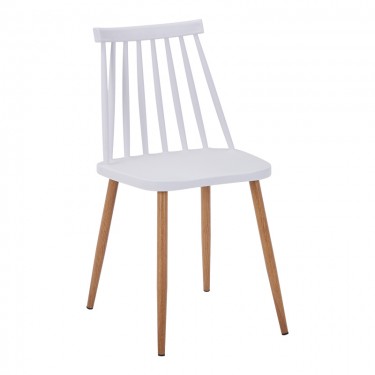 Καρέκλα Aurora I pp σε λευκή απόχρωση-πόδι μεταλλικό φυσικό 43x48x79εκ Υλικό: METAL - PP 327-000046