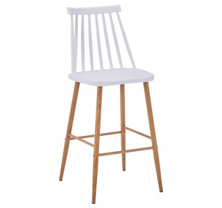 Σκαμπό μπαρ Aurora I pp σε λευκή απόχρωση-πόδι μεταλλικό φυσικό 42x47x99εκ Υλικό: METAL - PP 327-000047