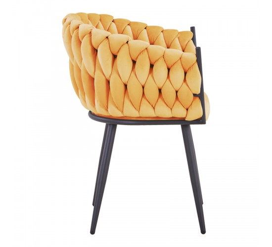 Πολυθρόνα Vivian κίτρινο βελούδο-πόδι μαύρο μέταλλο 61x55x80εκ Υλικό: VELVET - METAL 327-000066