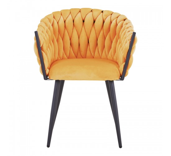 Πολυθρόνα Vivian κίτρινο βελούδο-πόδι μαύρο μέταλλο 61x55x80εκ Υλικό: VELVET - METAL 327-000066