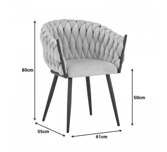 Πολυθρόνα Vivian κίτρινο βελούδο-πόδι μαύρο μέταλλο 61x55x80εκ Υλικό: VELVET - METAL 327-000066