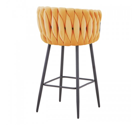 Σκαμπό μπαρ Vivian κίτρινο βελούδο-πόδι μαύρο μέταλλο 57x50x100εκ Υλικό: VELVET - METAL 327-000068
