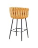 Σκαμπό μπαρ Vivian κίτρινο βελούδο-πόδι μαύρο μέταλλο 57x50x100εκ Υλικό: VELVET - METAL 327-000068