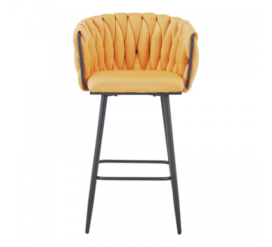 Σκαμπό μπαρ Vivian κίτρινο βελούδο-πόδι μαύρο μέταλλο 57x50x100εκ Υλικό: VELVET - METAL 327-000068