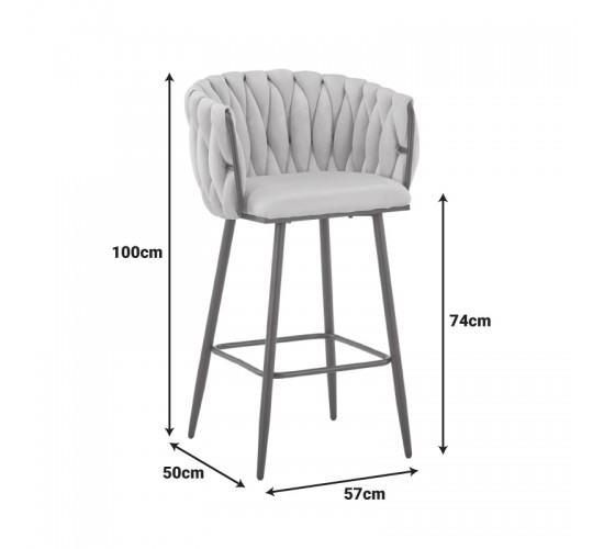 Σκαμπό μπαρ Vivian κίτρινο βελούδο-πόδι μαύρο μέταλλο 57x50x100εκ Υλικό: VELVET - METAL 327-000068