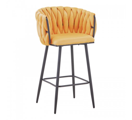 Σκαμπό μπαρ Vivian κίτρινο βελούδο-πόδι μαύρο μέταλλο 57x50x100εκ Υλικό: VELVET - METAL 327-000068