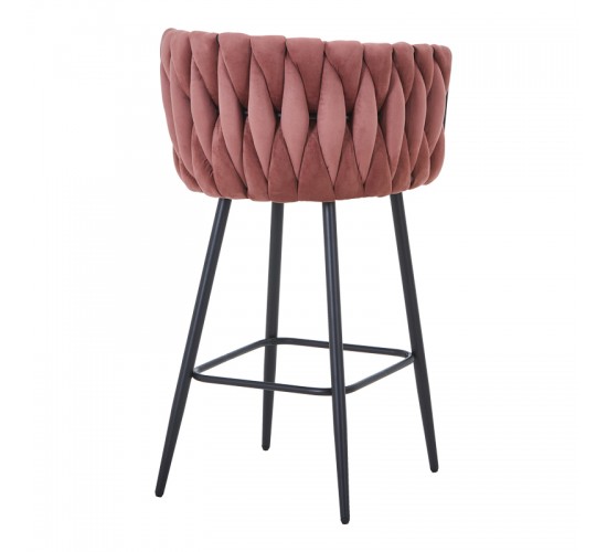 Σκαμπό μπαρ Vivian σάπιο μήλο βελούδο-πόδι μαύρο μέταλλο 57x50x100εκ Υλικό: VELVET - METAL 327-000069