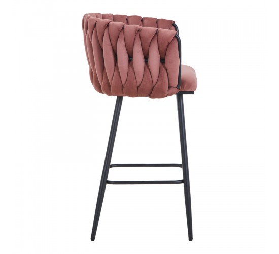 Σκαμπό μπαρ Vivian σάπιο μήλο βελούδο-πόδι μαύρο μέταλλο 57x50x100εκ Υλικό: VELVET - METAL 327-000069