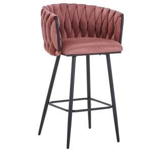 Σκαμπό μπαρ Vivian σάπιο μήλο βελούδο-πόδι μαύρο μέταλλο 57x50x100εκ Υλικό: VELVET - METAL 327-000069