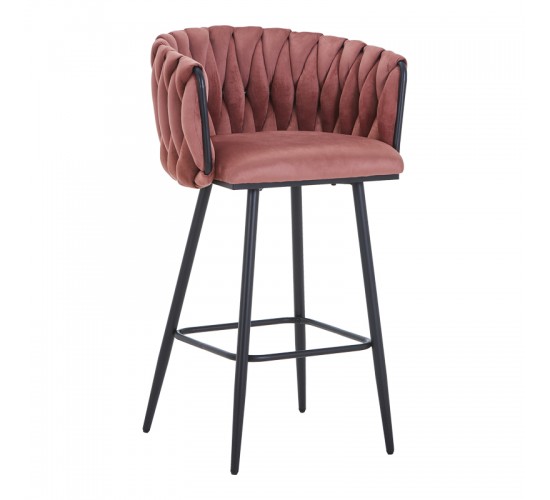 Σκαμπό μπαρ Vivian σάπιο μήλο βελούδο-πόδι μαύρο μέταλλο 57x50x100εκ Υλικό: VELVET - METAL 327-000069