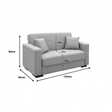 Καναπές-κρεβάτι με αποθηκευτικό χώρο διθέσιος Vox κρεμ ύφασμα 154x82x83εκ Υλικό: FABRIC - PLASTIC LEGS - METAL FRAME 328-000012