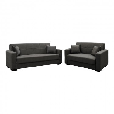 Σετ σαλονιού 2τεμ Vox ύφασμα σε ανθρακί απόχρωση Υλικό: FABRIC - PLASTIC LEGS - METAL FRAME 328-000035