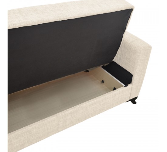Καναπές-κρεβάτι με αποθηκευτικό χώρο διθέσιος Modesto κρεμ ύφασμα 155x85x80εκ Υλικό: FABRIC - PP LEGS - METAL FRAME 328-000044