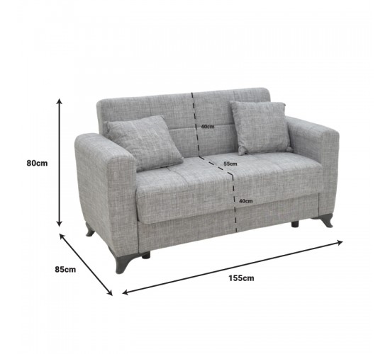 Καναπές-κρεβάτι με αποθηκευτικό χώρο διθέσιος Modesto κρεμ ύφασμα 155x85x80εκ Υλικό: FABRIC - PP LEGS - METAL FRAME 328-000044