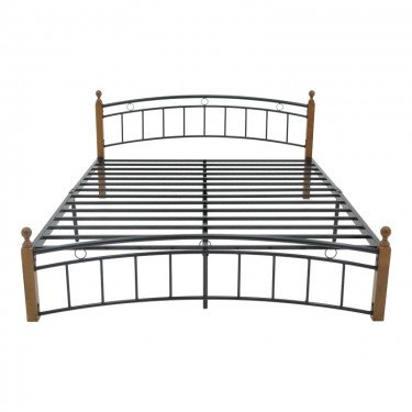 Κρεβάτι Clarive ξύλο σε καρυδί απόχρωση-μαύρο μέταλλο 160x200εκ Υλικό: METAL - RUBBERWOOD 330-000021