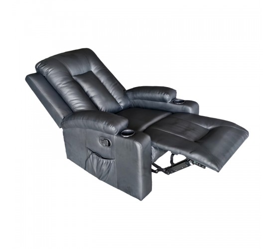 Πολυθρόνα relax με μηχανισμό massage Gessel PU σε μαύρη απόχρωση 80x90x98εκ Υλικό: PU-Bonded foam-Function: Massage 331-000003