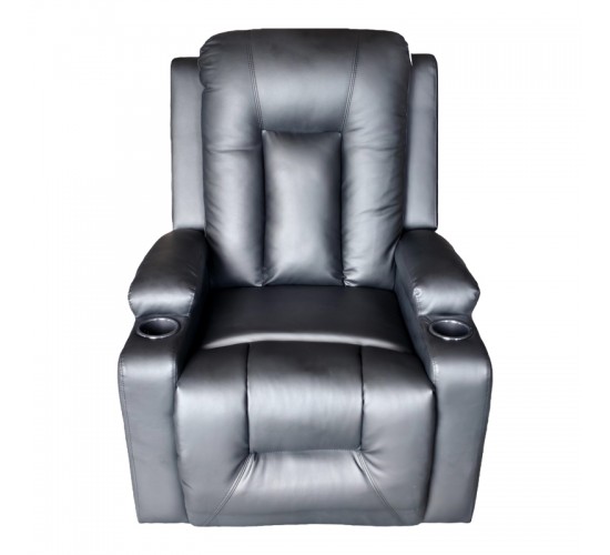 Πολυθρόνα relax με μηχανισμό massage Gessel PU σε μαύρη απόχρωση 80x90x98εκ Υλικό: PU-Bonded foam-Function: Massage 331-000003