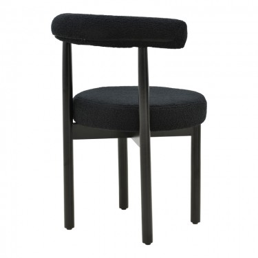 Καρέκλα Fenza μαύρο μπουκλέ ύφασμα-πόδι ξύλο οξιάς σε μαύρη απόχρωση 60x54x75εκ Υλικό: TEDDY FABRIC - BEECH WOOD LEGS 332-000015