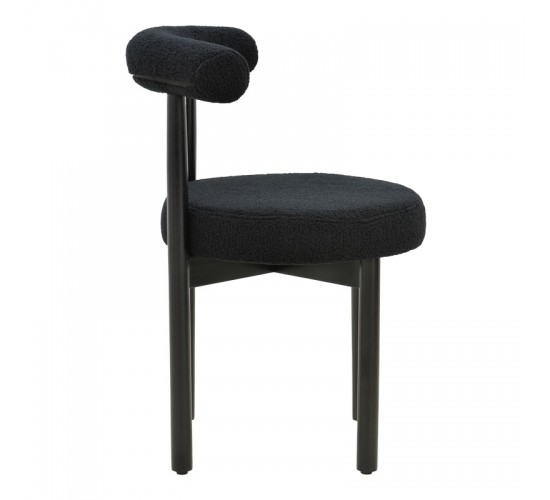 Καρέκλα Fenza μαύρο μπουκλέ ύφασμα-πόδι ξύλο οξιάς σε μαύρη απόχρωση 60x54x75εκ Υλικό: TEDDY FABRIC - BEECH WOOD LEGS 332-000015