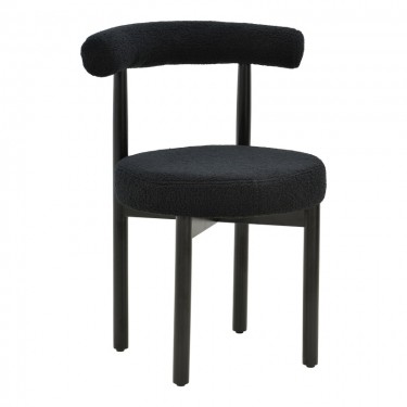 Καρέκλα Fenza μαύρο μπουκλέ ύφασμα-πόδι ξύλο οξιάς σε μαύρη απόχρωση 60x54x75εκ Υλικό: TEDDY FABRIC - BEECH WOOD LEGS 332-000015