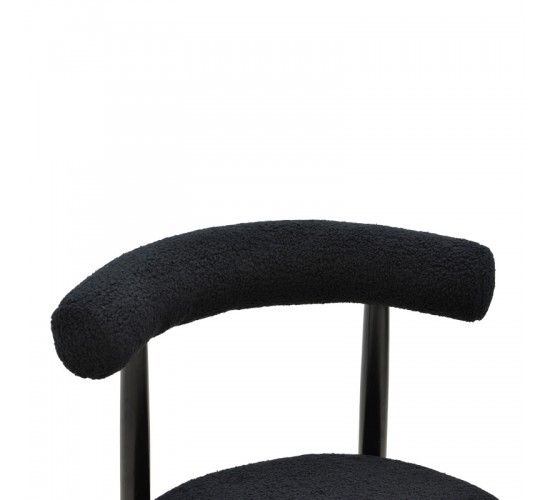 Καρέκλα Fenza μαύρο μπουκλέ ύφασμα-πόδι ξύλο οξιάς σε μαύρη απόχρωση 60x54x75εκ Υλικό: TEDDY FABRIC - BEECH WOOD LEGS 332-000015