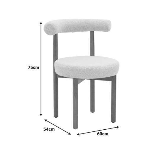 Καρέκλα Fenza μαύρο μπουκλέ ύφασμα-πόδι ξύλο οξιάς σε μαύρη απόχρωση 60x54x75εκ Υλικό: TEDDY FABRIC - BEECH WOOD LEGS 332-000015