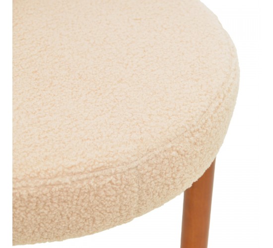 Καρέκλα Fenza μπεζ μπουκλέ ύφασμα-πόδι ξύλο οξιάς σε καρυδί απόχρωση 60x54x75εκ Υλικό: TEDDY FABRIC - BEECH WOOD LEGS 332-000016