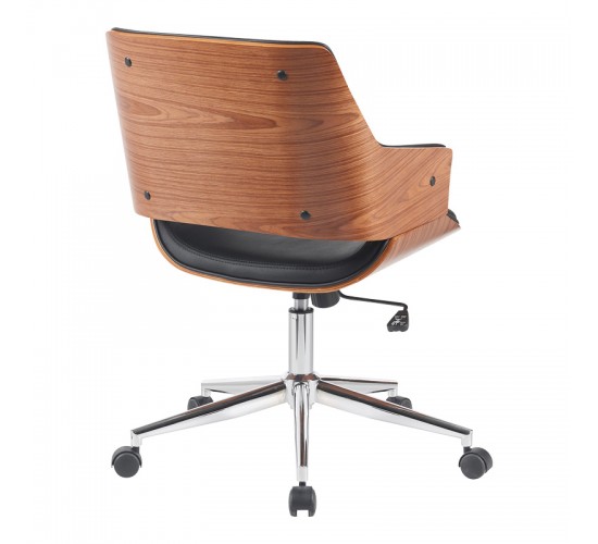 Καρέκλα γραφείου Setulo μαύρο pu-βάση χρωμίου 53x61x79-89εκ Υλικό: WOOD - PU - METAL 332-000017