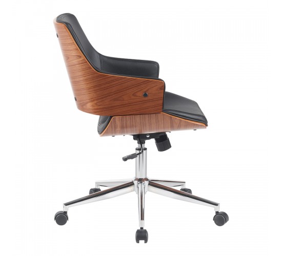 Καρέκλα γραφείου Setulo μαύρο pu-βάση χρωμίου 53x61x79-89εκ Υλικό: WOOD - PU - METAL 332-000017