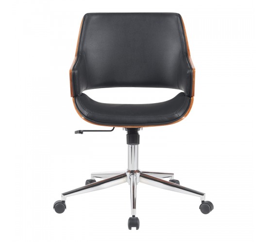 Καρέκλα γραφείου Setulo μαύρο pu-βάση χρωμίου 53x61x79-89εκ Υλικό: WOOD - PU - METAL 332-000017