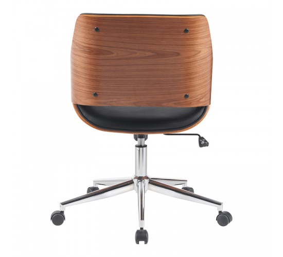 Καρέκλα γραφείου Setulo μαύρο pu-βάση χρωμίου 53x61x79-89εκ Υλικό: WOOD - PU - METAL 332-000017