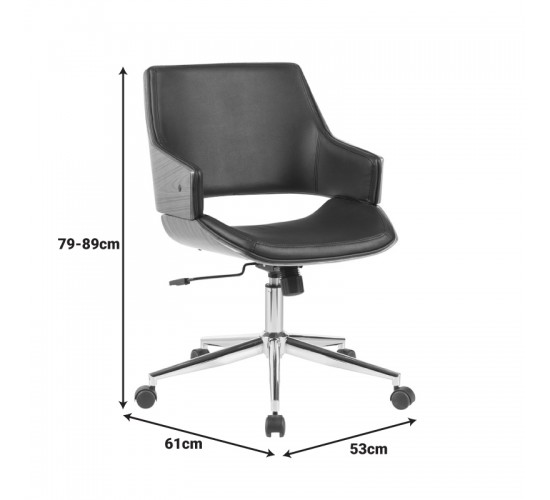 Καρέκλα γραφείου Setulo μαύρο pu-βάση χρωμίου 53x61x79-89εκ Υλικό: WOOD - PU - METAL 332-000017
