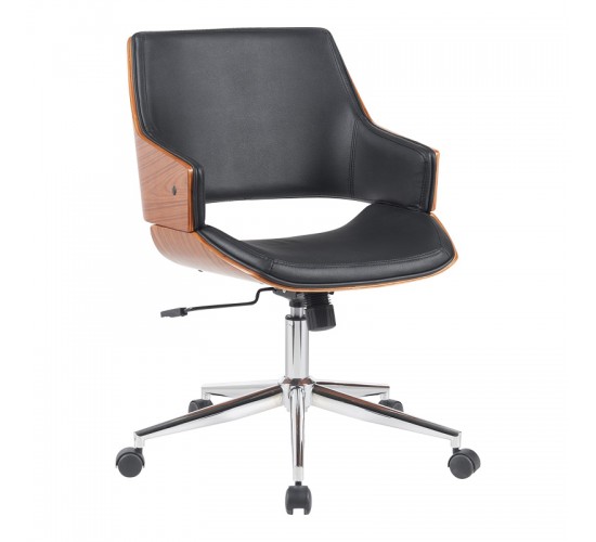 Καρέκλα γραφείου Setulo μαύρο pu-βάση χρωμίου 53x61x79-89εκ Υλικό: WOOD - PU - METAL 332-000017