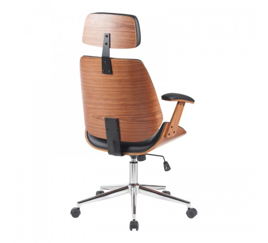 Καρέκλα γραφείου διευθυντή Fetseno μαύρο pu-βάση χρωμίου 53x56x113.5-123.5εκ Υλικό: WOOD - PU - METAL 332-000018